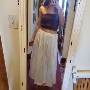 White Cotton Maxi A Line Skirt Womens XS